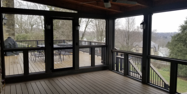 Screened in deck with built in fan and lighting